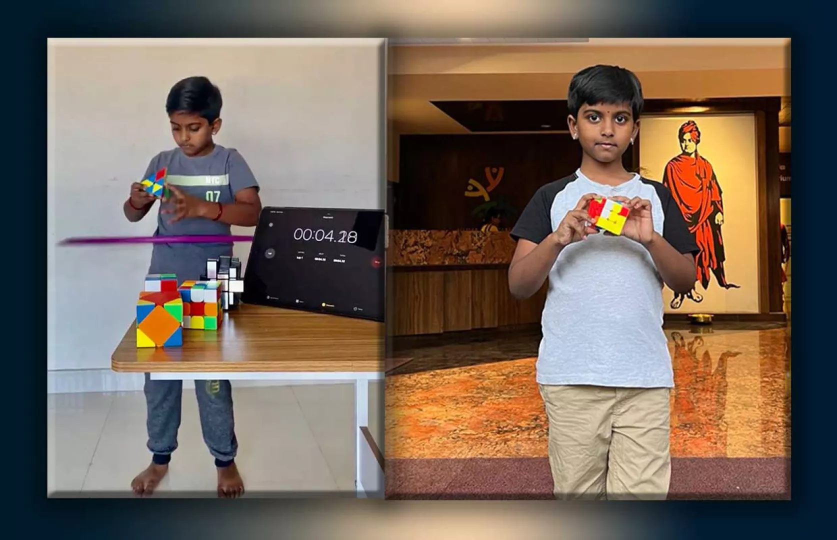 YOUNGEST TO SOLVE 5 DIFFERENT RUBIK’S CUBE WHILE ROTATING HULA HOOP NON-STOP AROUND WAIST IN SHORT TIME