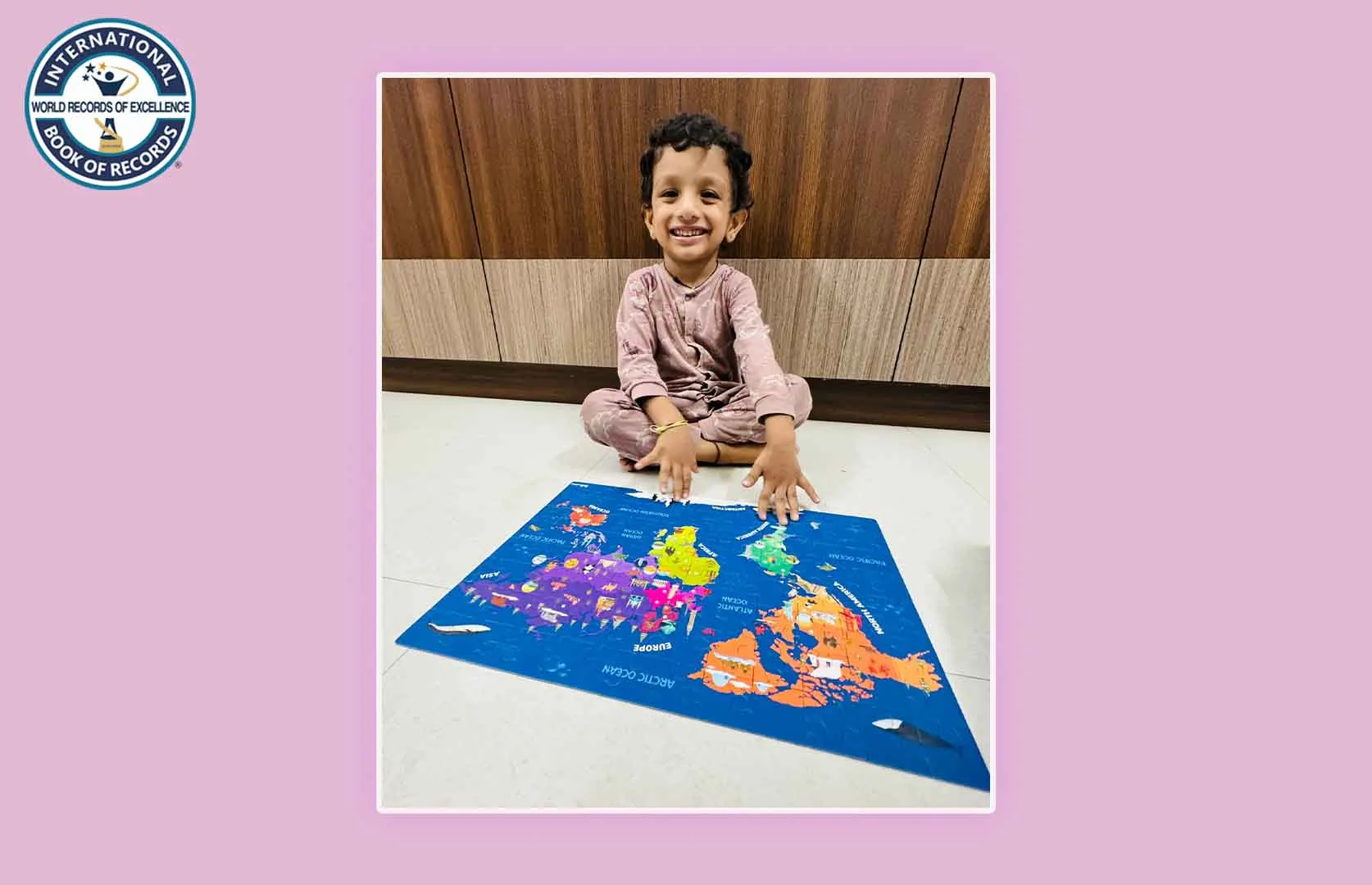 FASTEST TO SOLVE 96 PIECES WORLD MAP PUZZLE BY A TODDLER
