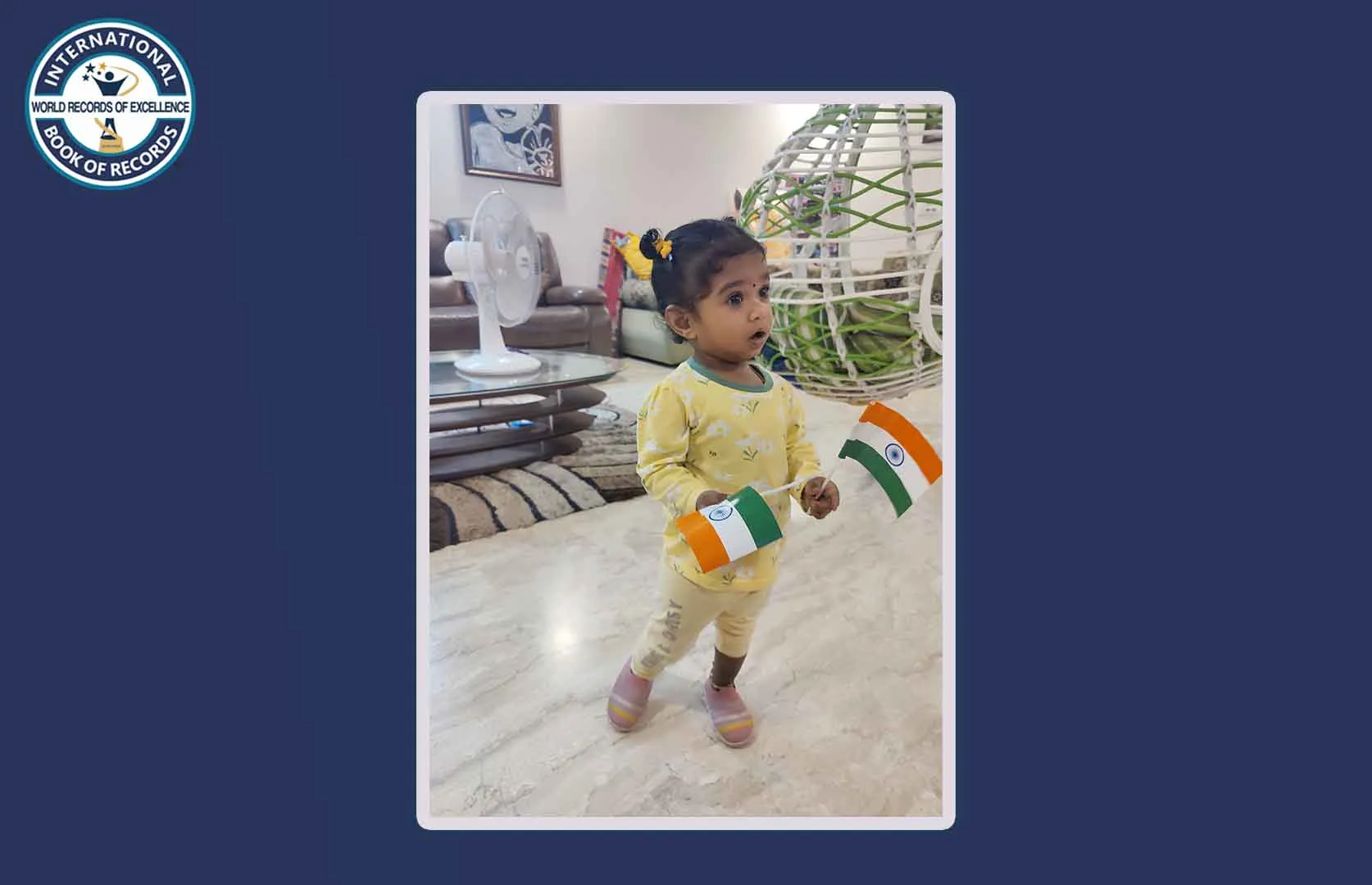 FASTEST TO RUN 50 METERS WHILE HOLDING NATIONAL FLAG IN HAND (TODDLER)
