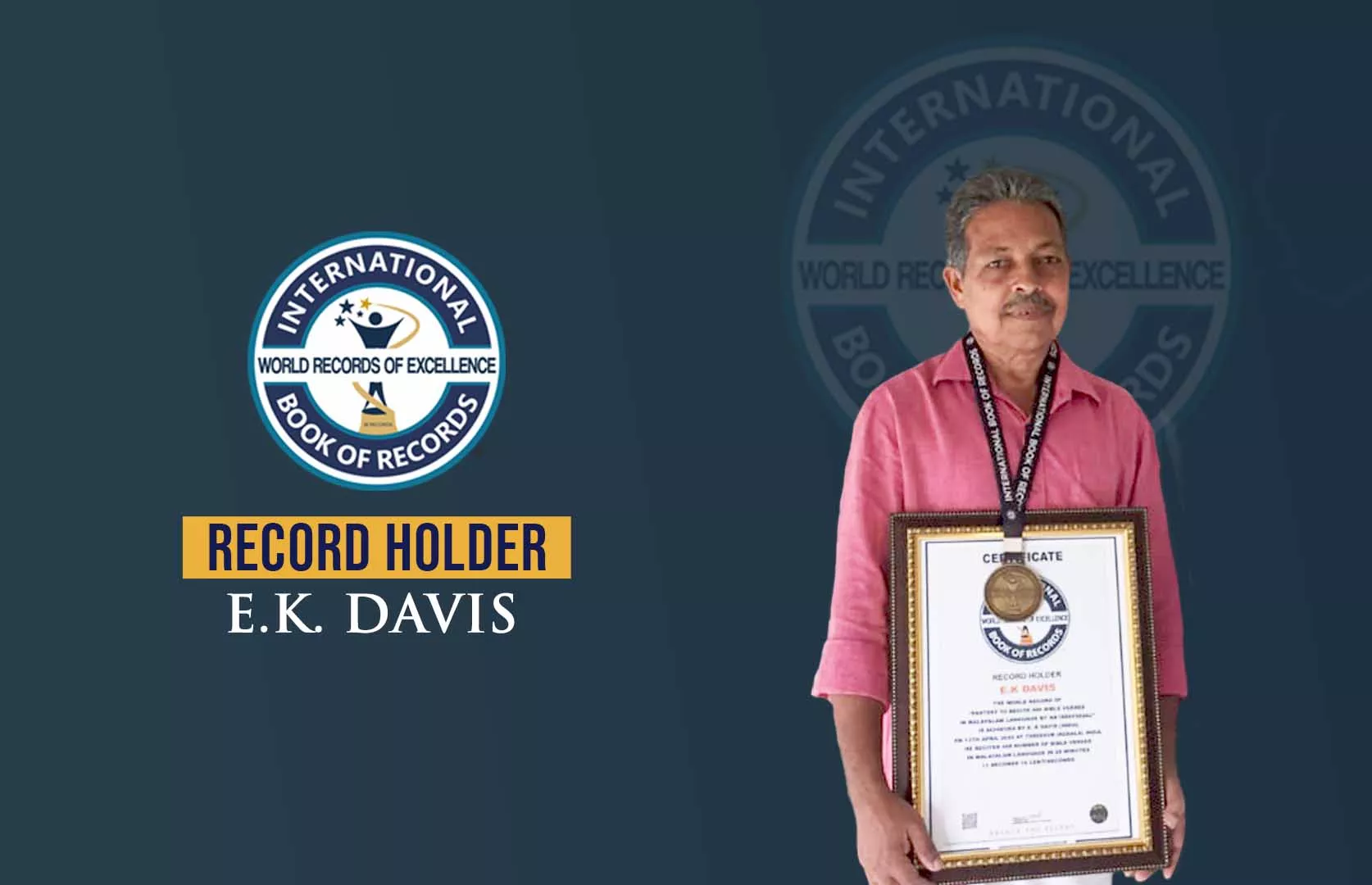 FASTEST RECITATION OF 600 BIBLE VERSES IN MALAYALAM LANGUAGE BY AN INDIVIDUAL