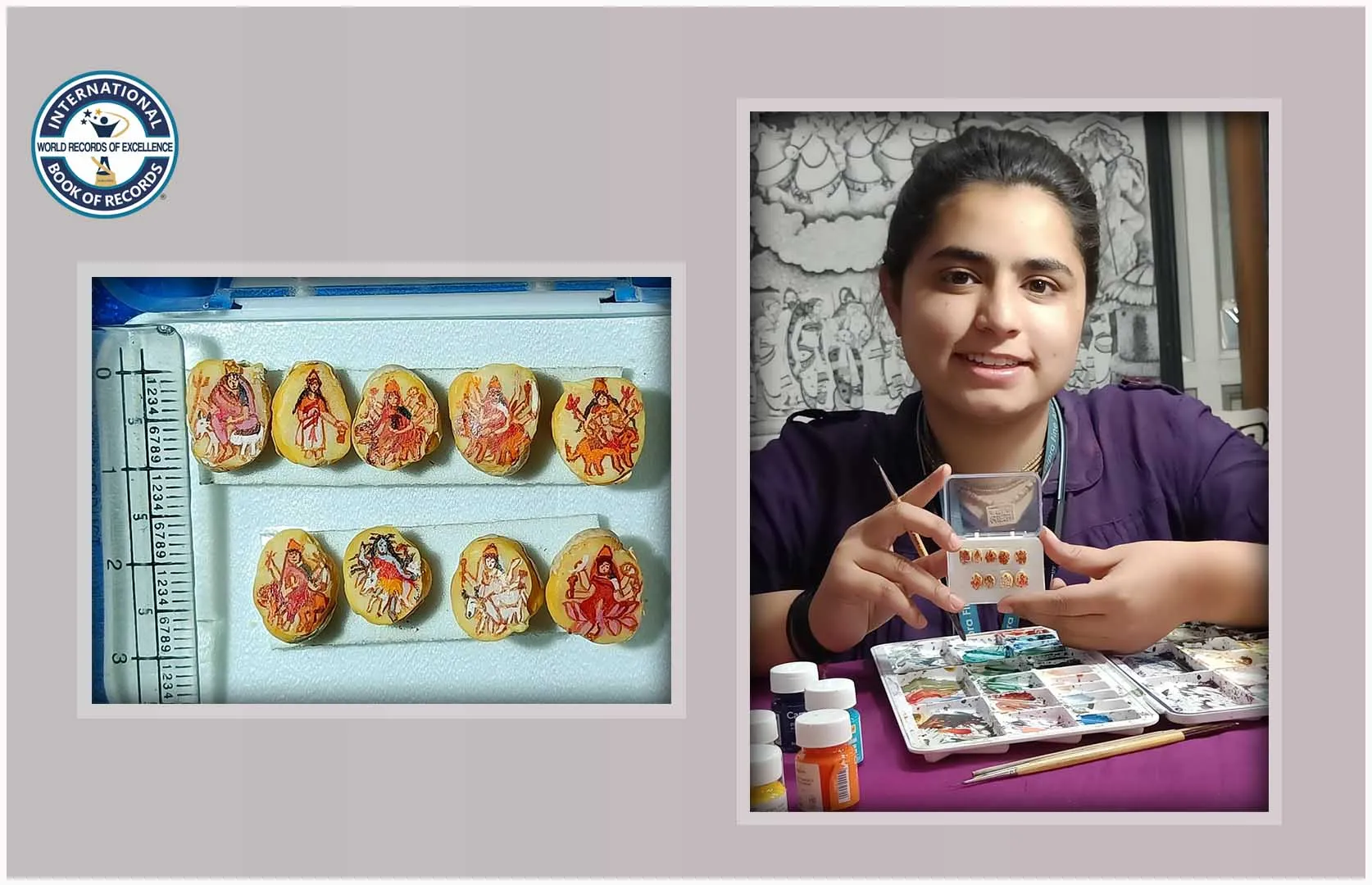 SMALLEST PAINTINGS OF NAVDURGA MADE ON CHICKPEA