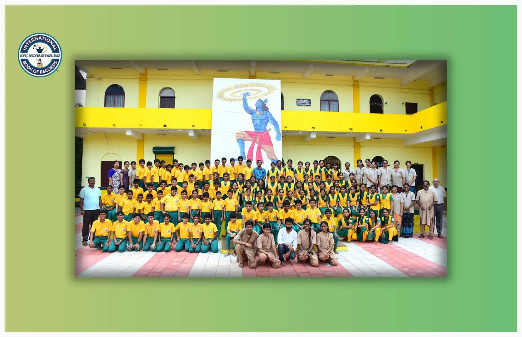 MAXIMUM STUDENTS WROTE ALL BHAGAVAD GITA SHLOKAS TO CREATE A BIGGEST TEXT PORTRAIT OF SHRI KRISHNA (MASS)