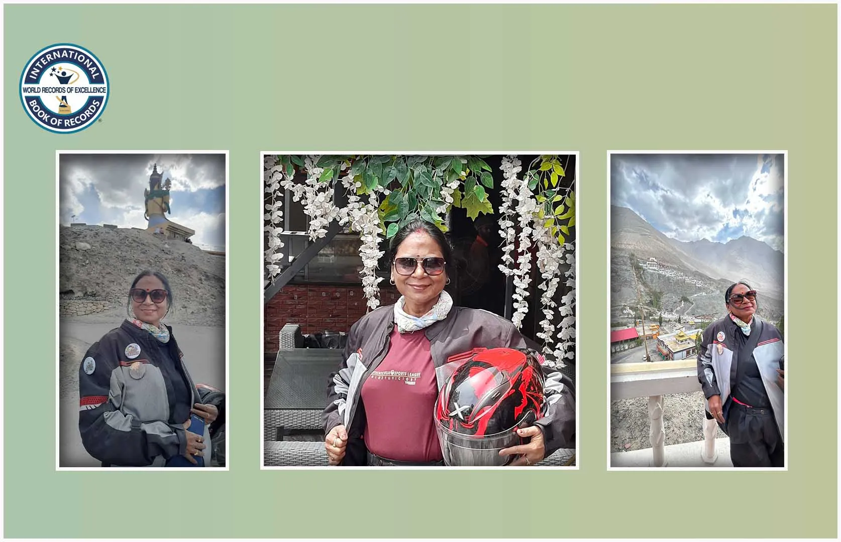 ELDEST FEMALE TO REACH UMLING LA PASS ON BIKE